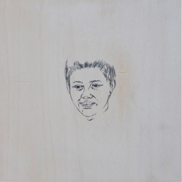 Ink on white-washed wood panel. 250 x 250 mm